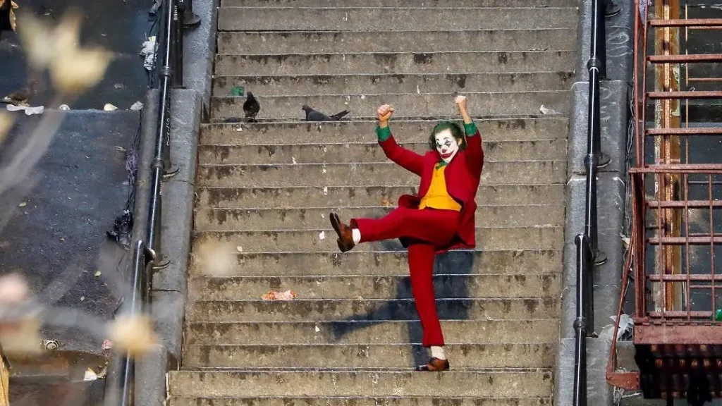 joker dancing in the stairs