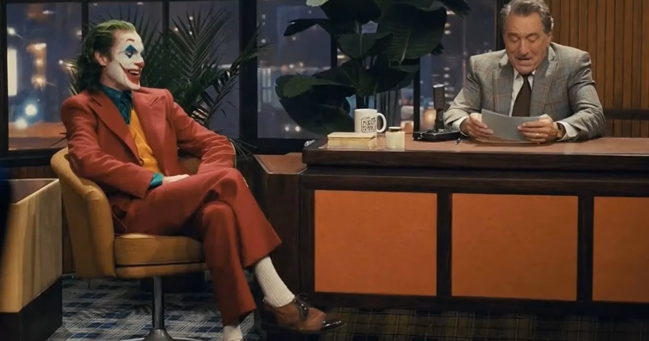 Joker sitting in a couch for tv show